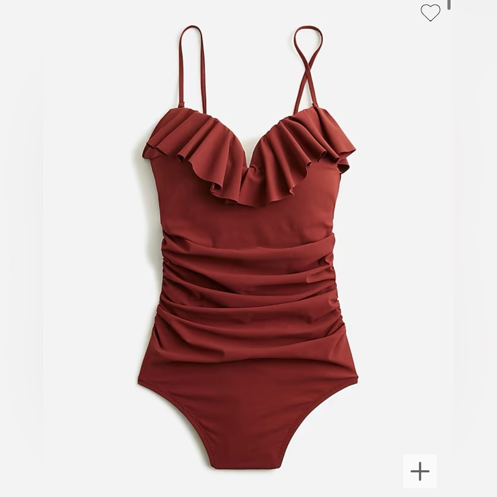 J. Crew Matte ruched one-piece swimsuit with ruffles